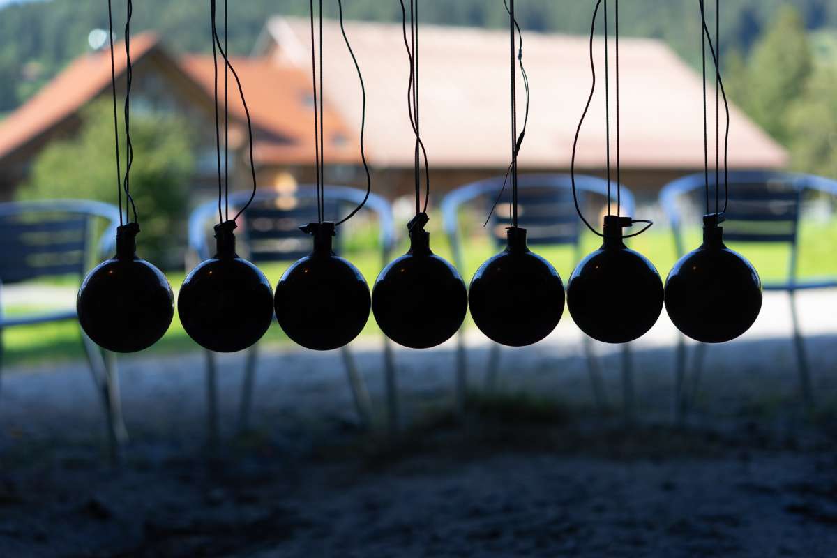 Calm before the swing: pendulum installation by Andi Otto.